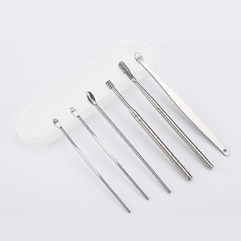 6pcs/set Stainless Steel Ear Wax Removal Cleaner Tool Earpick Kit