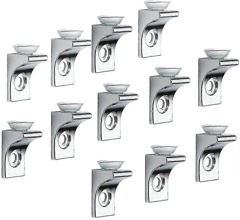 Glass Shelf Bracket, 12 Pcs Zinc Alloy Polished Chrome Right Angle Shelf Support Fixing Clip With Suction Cup