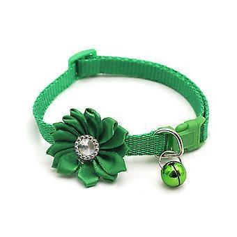 Haustier Katze Halsband Glocke Blume Einstellbare Easy Wear Schnalle Hund Halsband Glocken Schöne Katze Halskette Grün