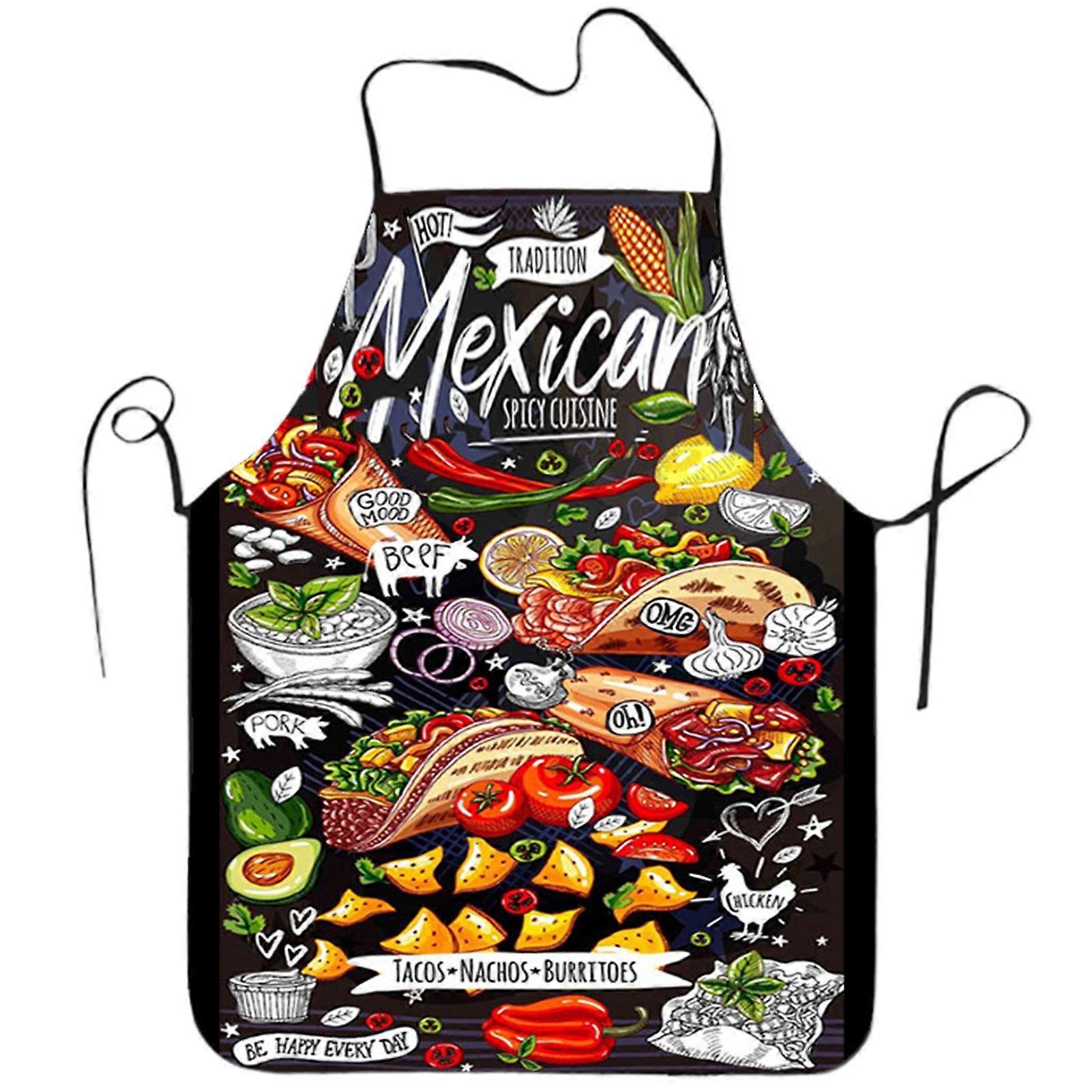 Cooking Apron Sleeveless Comfortable Wearing Clear And Real Image Reusable Anti-stain Waterproof Polyester Pizza Pattern Kitchen Apron Home Supplies K