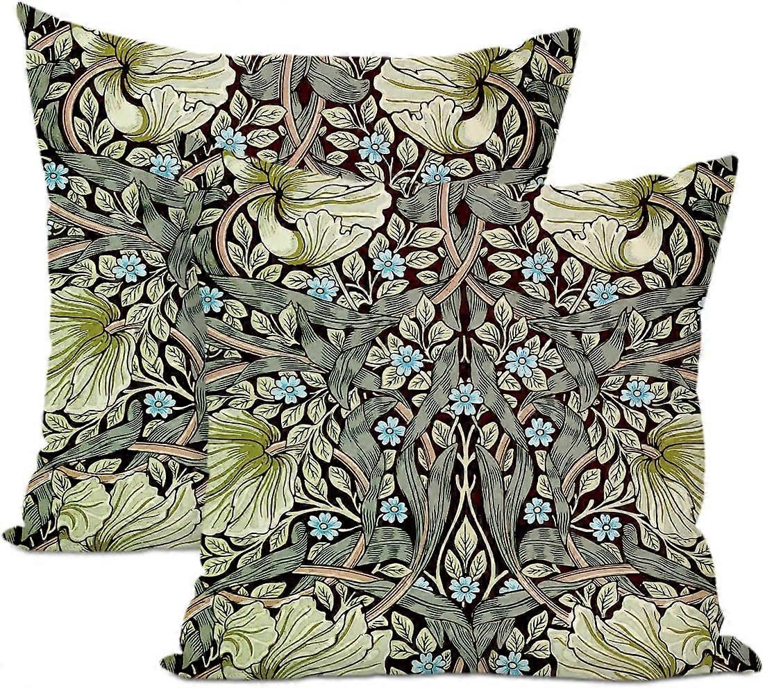 2 PCs Capas de Almofada Vintage Botânica 18x18, Capas de Almofada com Flores Florais, Capas de Almofada, Protetores de Almofada para Quarto, Escritório, Sofá C