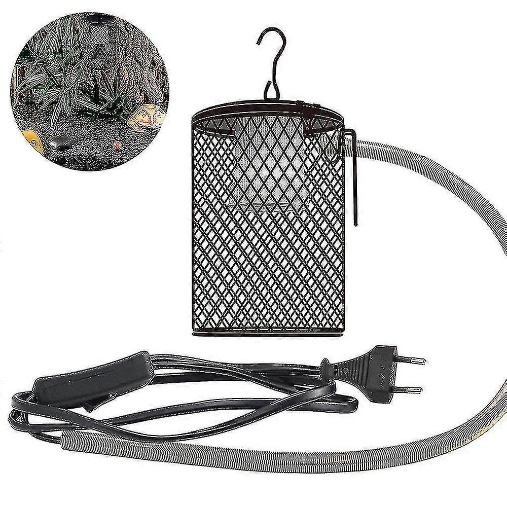 Reptile Heat Lamp With Guard,pet Heating Lamp Shade Basking Heater Lamp For Turtle , Snakes, Lizards, Frogs