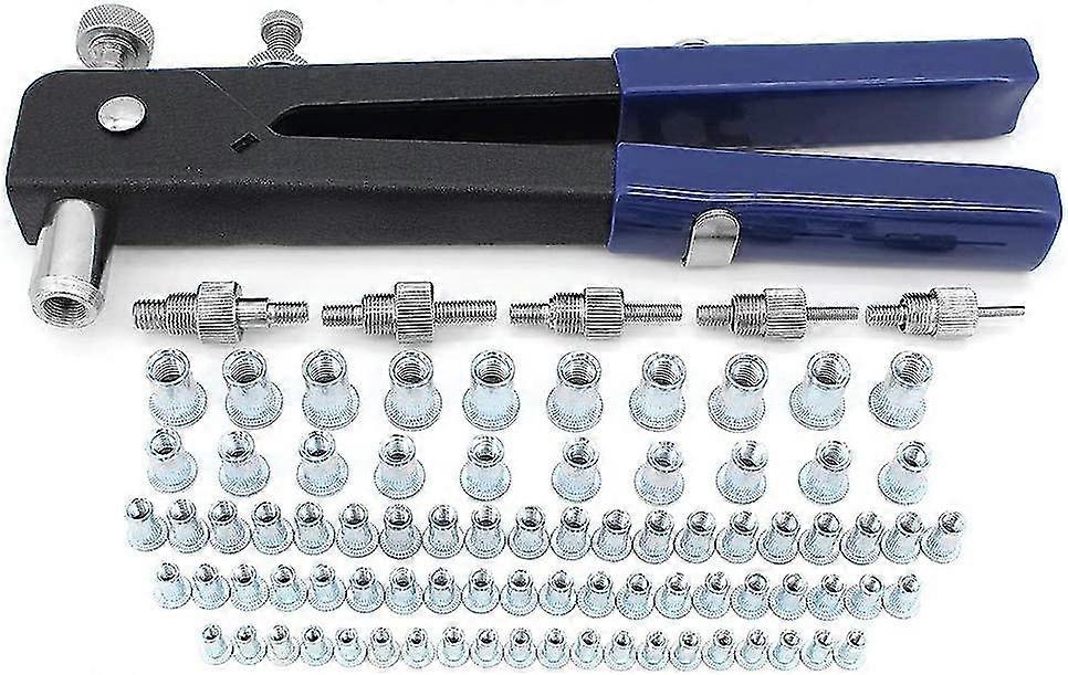 Threaded Rivet Nut Kit, 86 Pcs Riveter Plier Nut Kit Riveter Rivet Nutsert Gun Riveter Tool Threaded Insert For M3 M4 M5 M6 M8 Thread