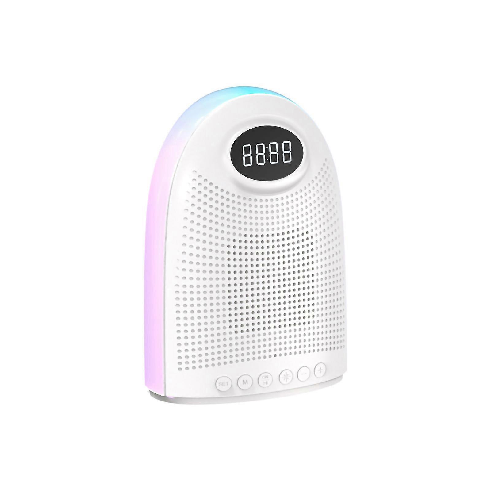 Difuzor Bluetooth fără fir Afișaj color Ceas cu alarmă radio LED multifuncțional portabil pentru călătorii acasăAlb