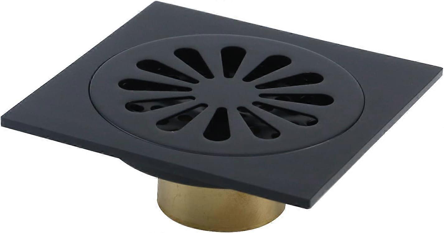 1 pcs Proof Floor Drain, Copper Bathroom Tile Insert Shower Drainer with Removable Strainer Cover, 4-inch Square Anti-Clogging for Kitchen Balcony Gar