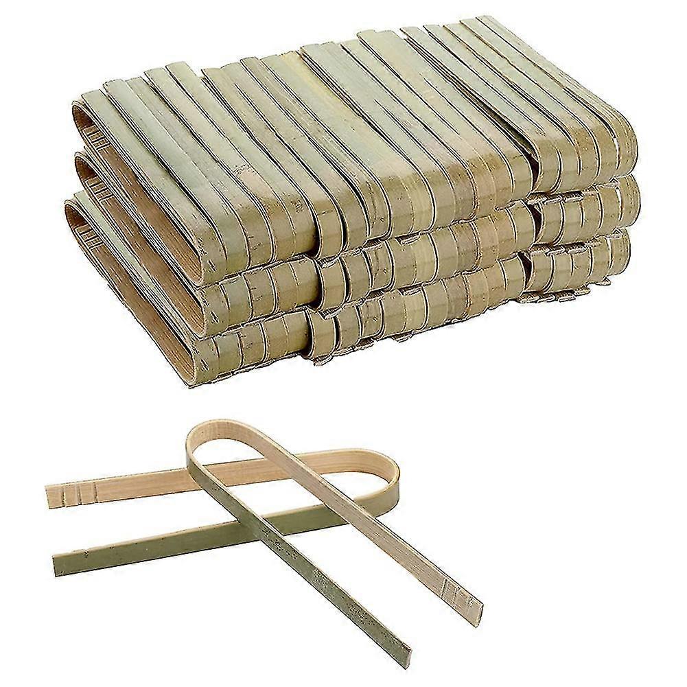 Pack de 120 mini pinces en bambou, pinces jetables de 4 pouces, mini ustensiles jetables en bambou respectueux de l’environnement