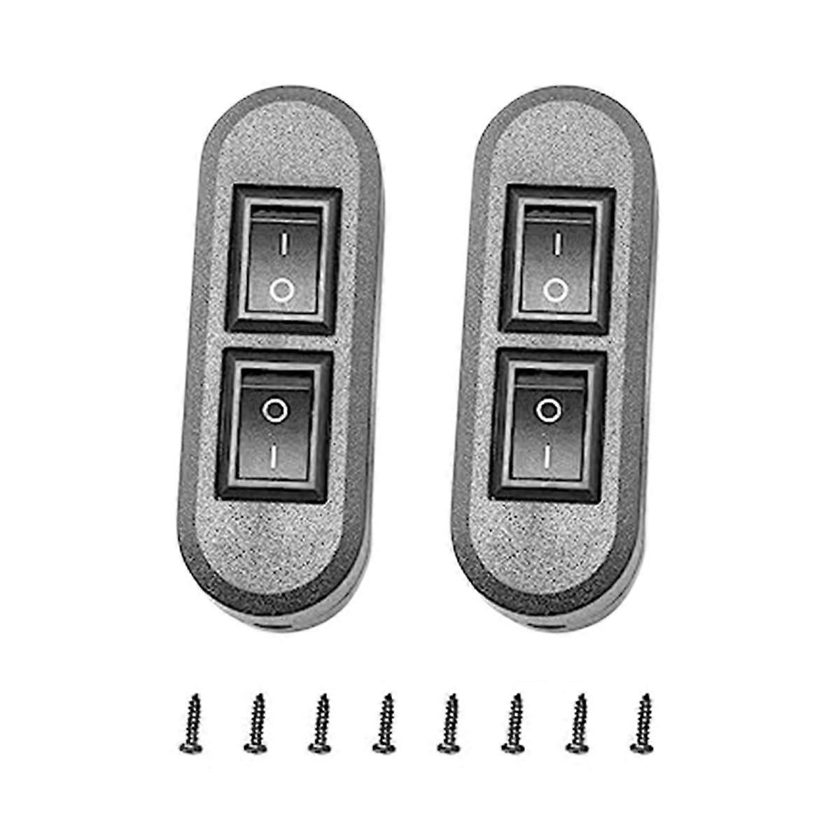 Embedded Wire Switch Black Duplex Switch Straight-Through Rocker Switch Suitable for Dual-Control D