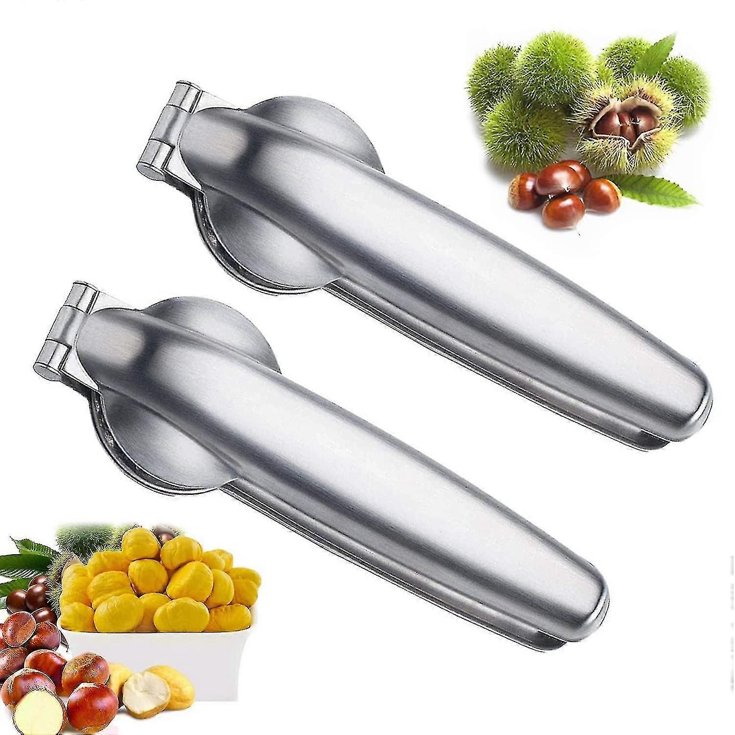 Tagliacastagne, 2 pezzi apricastagne, pinze castagne, pelapatate, scaffale a clip di castagne, scaffale cracker a clip di castagne, inox