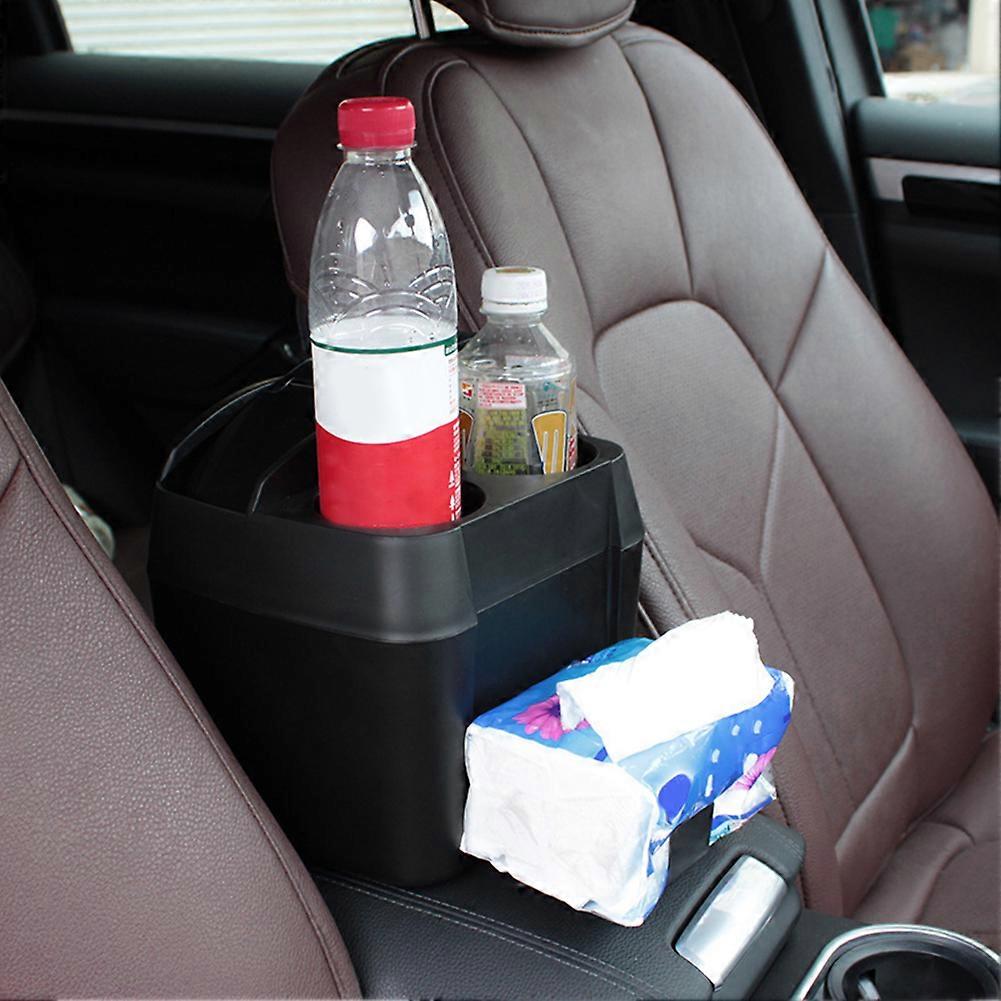 Car Multi-Function Trash Can with Cup Holder Compartment Large Capacity Trash Can Vehicle Garbage Plastic Waste Organizer Holder