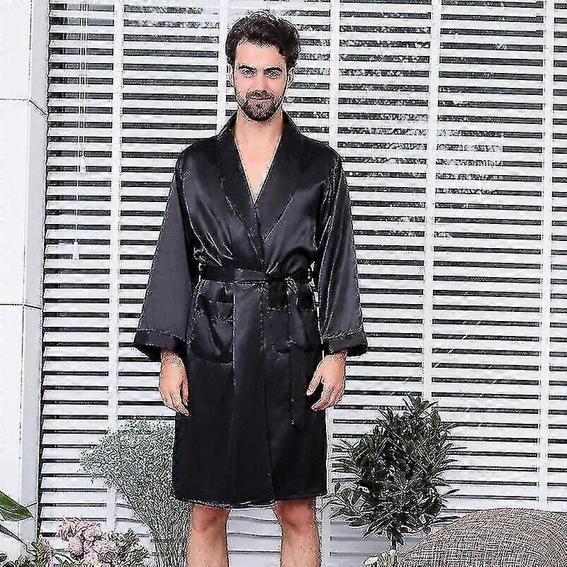 رجل الساتان الحرير الفاخرة بيجاما كيمونو رداء الحمام رداء الملابس ثوب Pjs Loungewear
