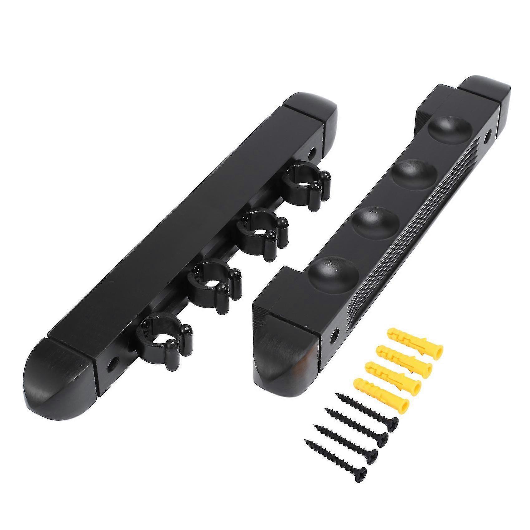 Support mural pour queues de billard en bois dur, 4 trous, 6 clips, support pour queues de billard