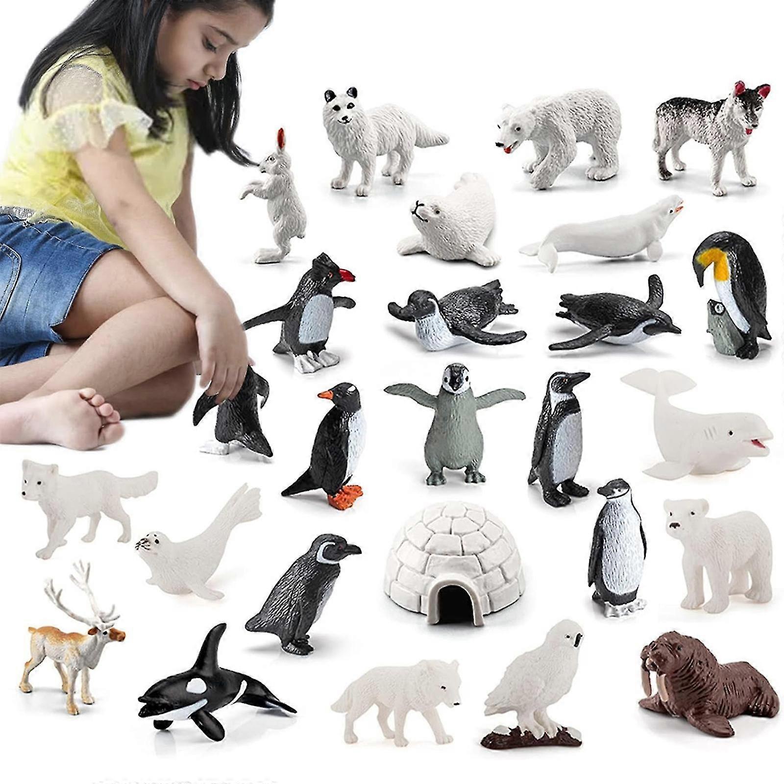 26PCS Polar Animals Toy for Kids, Mini Arctic Animals Figurines Set ...