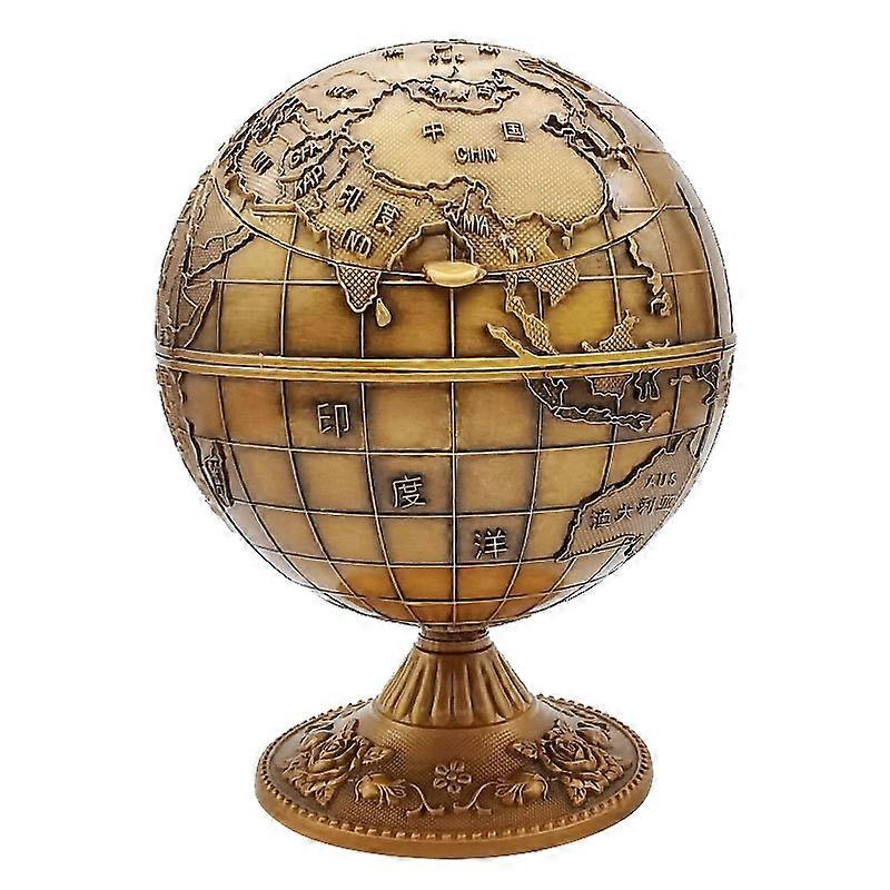 Vintage Metal with Lid Globe Ashtray European Retro Home Office Hotel Ashtray Decor Smoking Accesso