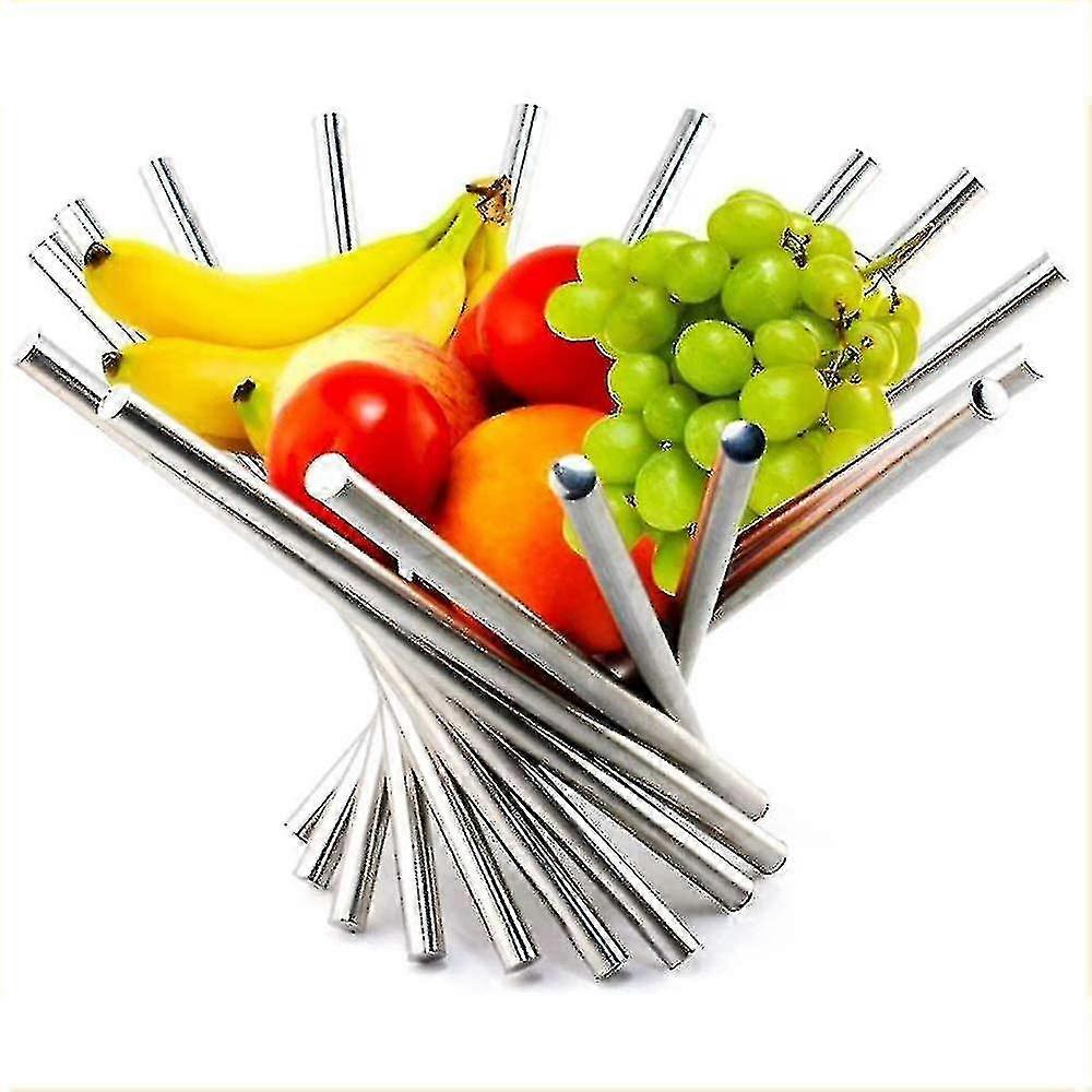 Creative Foldable Stainless Steel Fruit Stand Kitchen Table Decoration, 1 Piece, Silver
