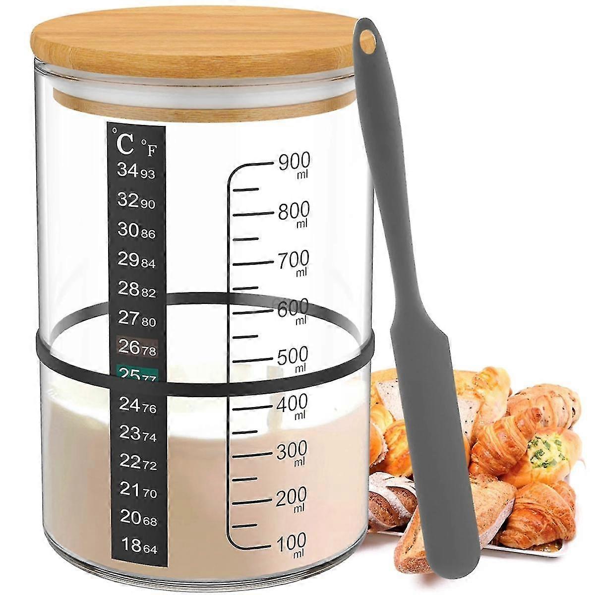 Sauerteigglas mit Holzdeckel Sauerteigbehälter Weithalsglas zum Brotbacken