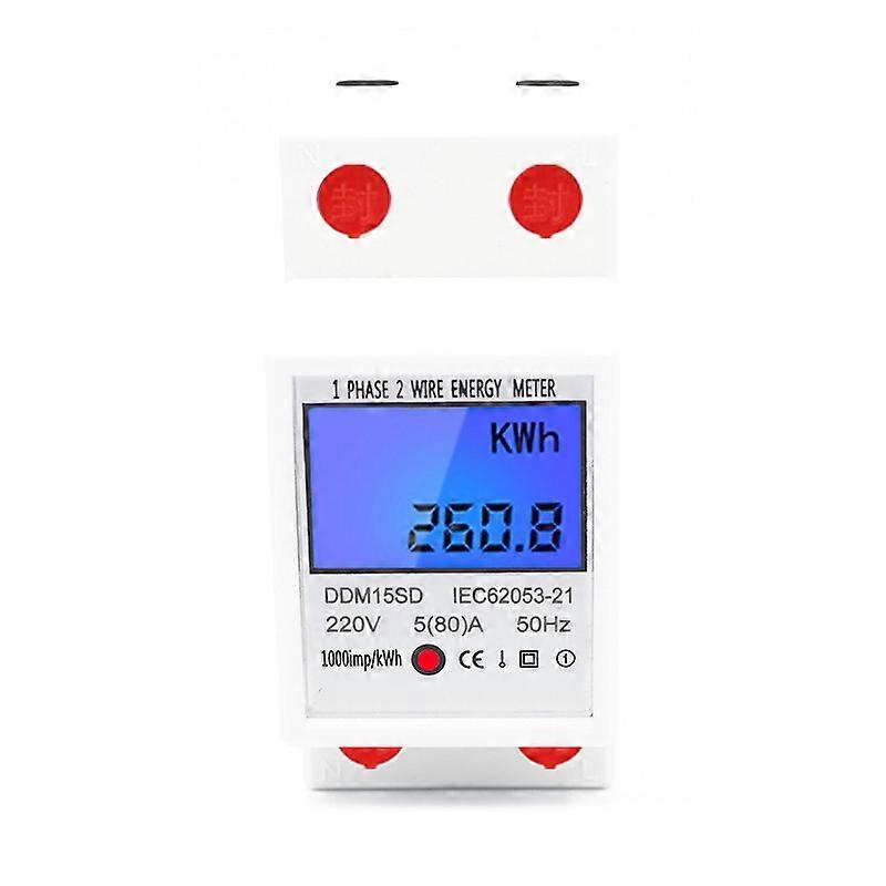 XHX Single phase multi-function rail type electric energy meter, LCD backlight display, 5-80A 220V 50Hz