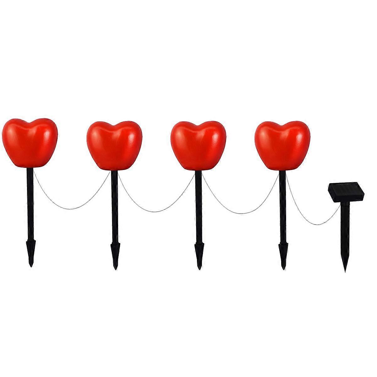 Set of 6 Solar Heart Stake Lights for Valentines Day Decor, Outdoor Waterproof Heart Shaped Light f