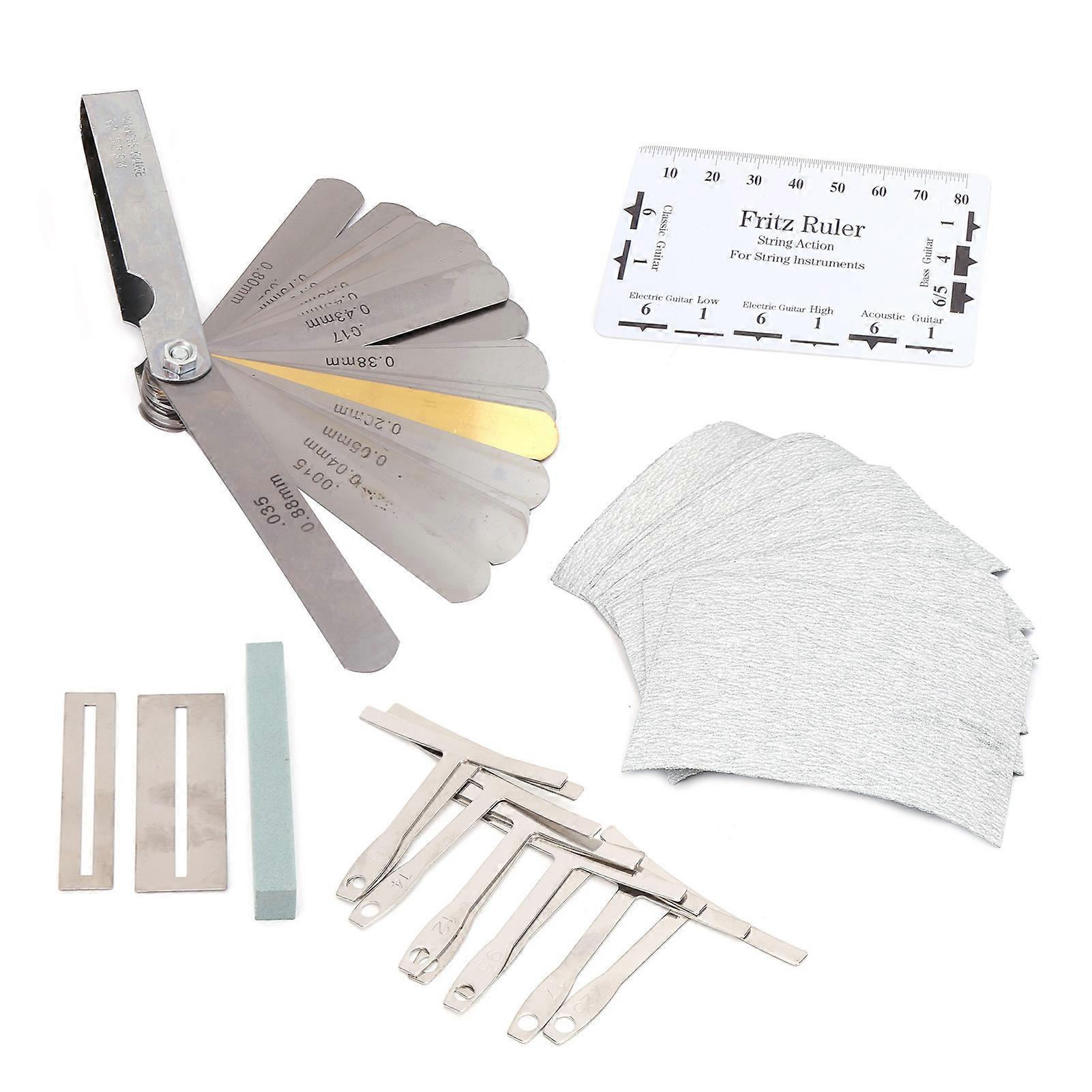 Επαγγελματικό κιτ επισκευής κιθάρας Σετ εργαλείων λείανσης χάρακα χάρακα μετρητή ακτίνας για τη φροντίδα μπάσων γιουκαλίλι