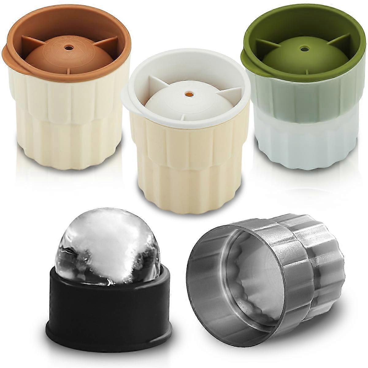 Ice Cube Tray Set Of 4, Silicone Ice Ball Maker With Lid, Large Ice Ball Molds For Cocktails And Dri