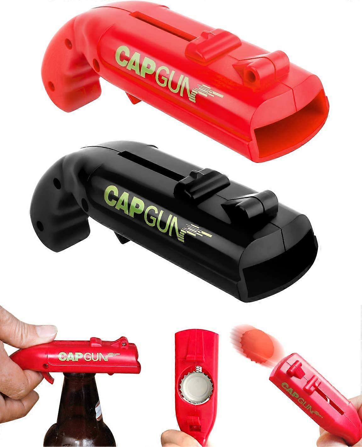 Bottle Opener, Set of 2 Cap Opener, Toy Gun Shaped Can Opener for Bar Party Bottle Launcher Catapults (Set of 2)