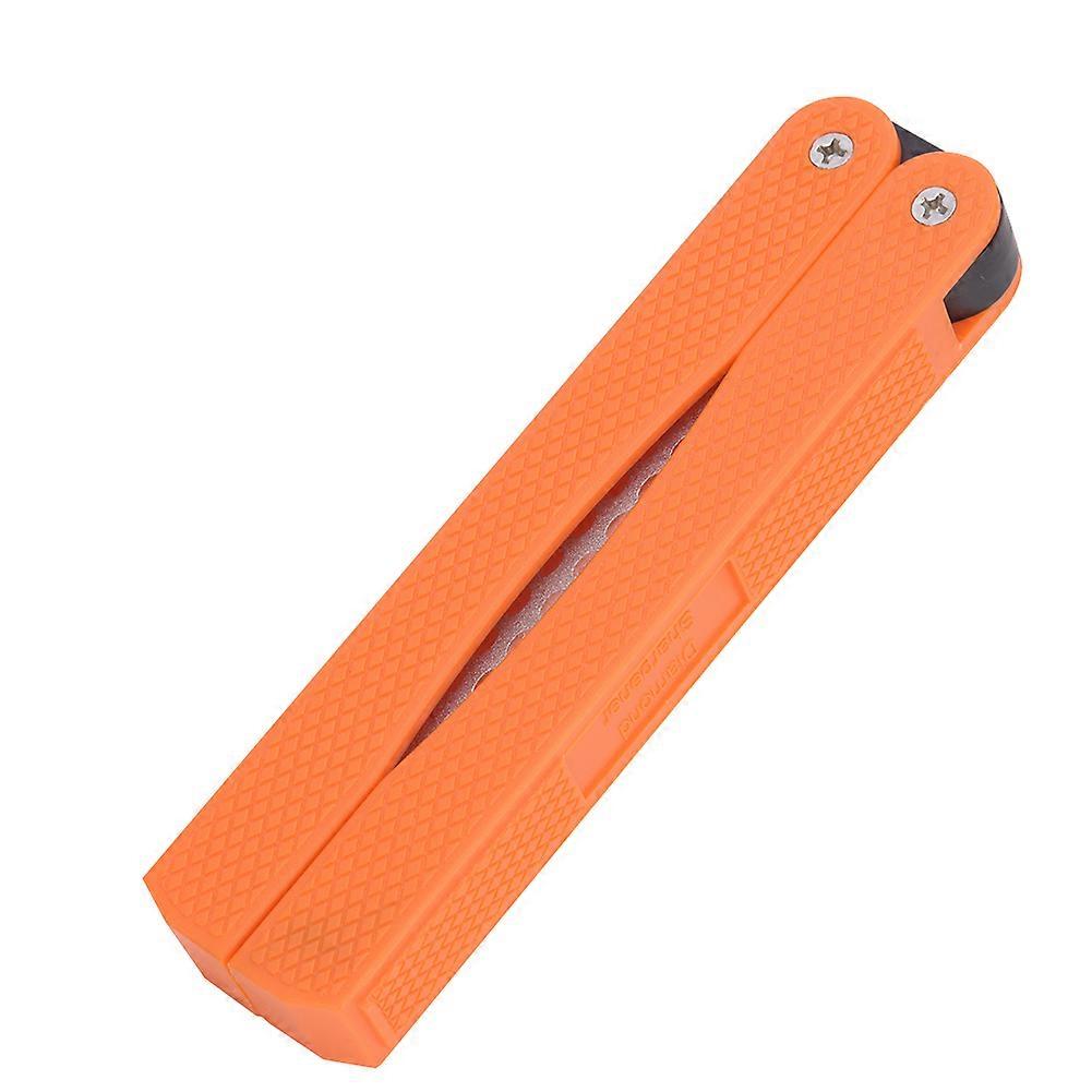 Outdoor Portable Foldable Double Sided Grindstone Kitchen Knife Sharpener Orange