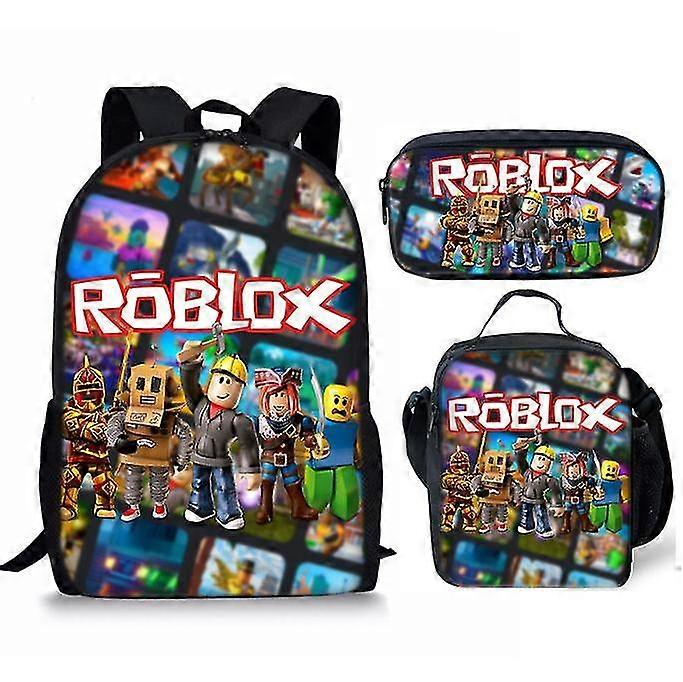 3 יח '/ סט 16 אינץ 'רובלוקס 3d הדפס תרמיל גן ילדים תיק ספרים ילדים מתחילים בית הספר מתנה תרמיל + תיק ארוחת צהריים + תיק עט