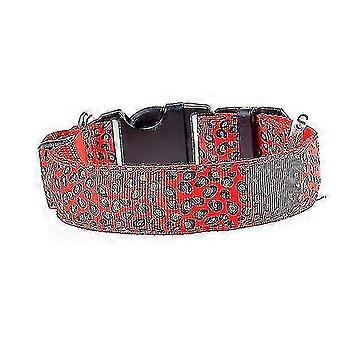 Leopard Led justerbar, nat sikkerhed nylon lysende kæledyr hund krave rød-l41-52cm Aespa A
