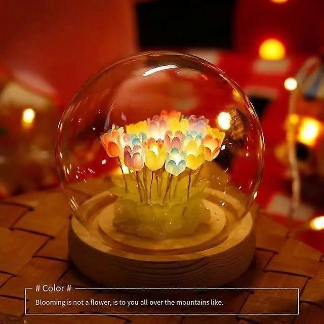 Tulip Night Lamp Battery and USB Operation Tulip Flower Table Lamp DIY Simulation Tulip LED Night Lamp Handmade Bedside Lamp
