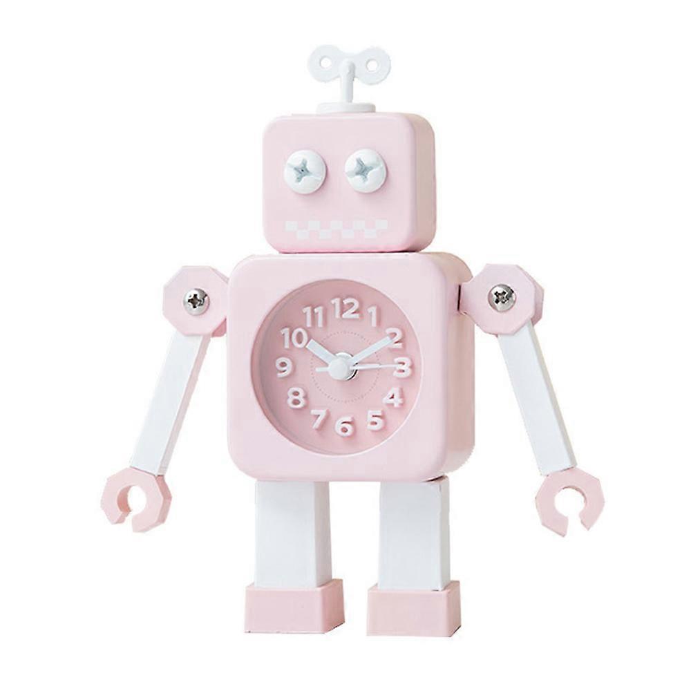 Novelty clock student desk robot alarm clock bedside desk Pink