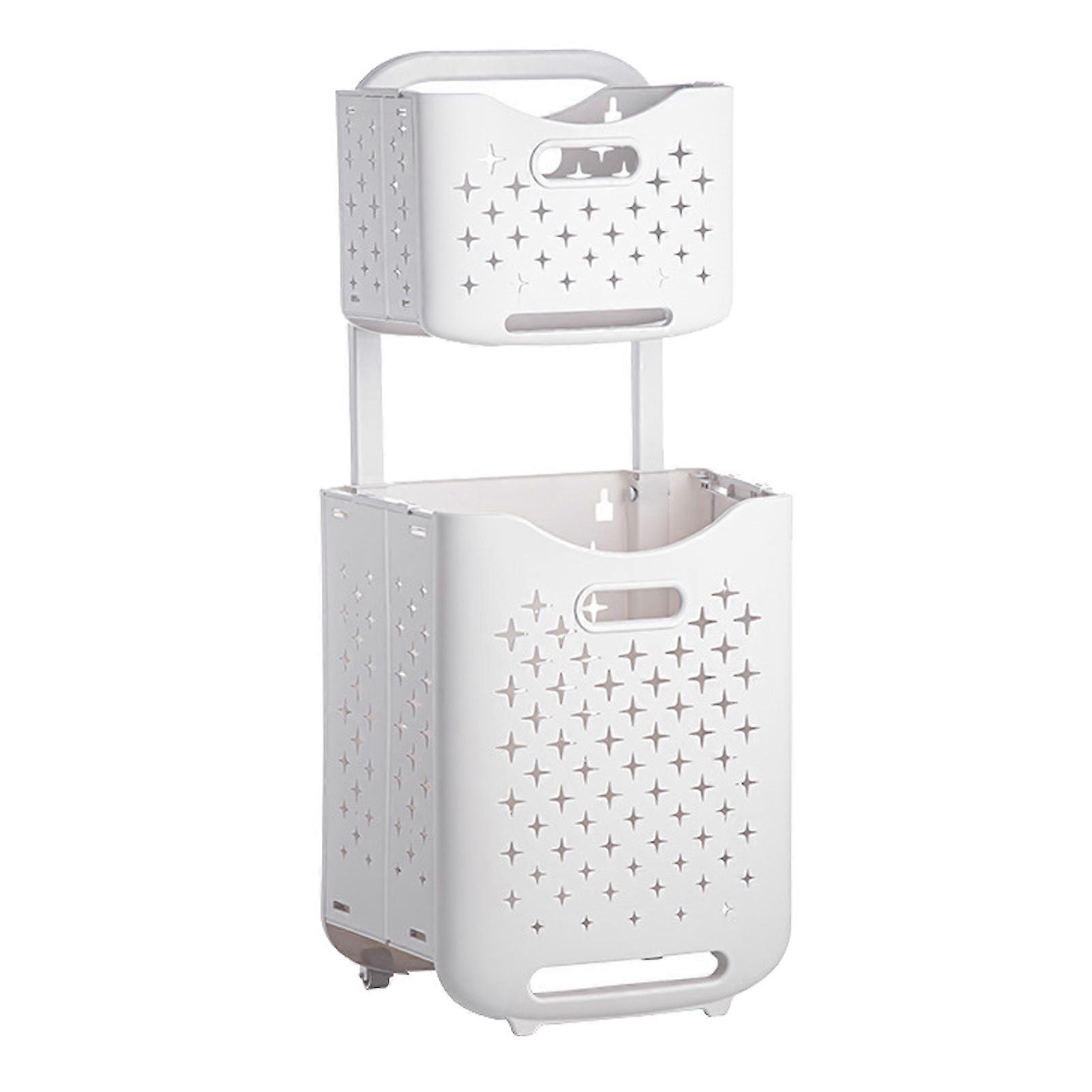 Ivory White Collapsible Laundry Basket Portable Foldable Clothes Storage Organizer Hamper