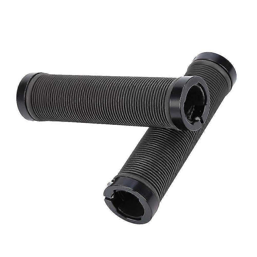 Black Rubber Striped Bicycle Handlebars with Plug - Mountain Bike Handle Grip Fittings