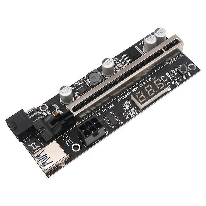 PCI Express Riser Card PCIe with Temperature Display USB 3.0 Adapter compatible for Mining