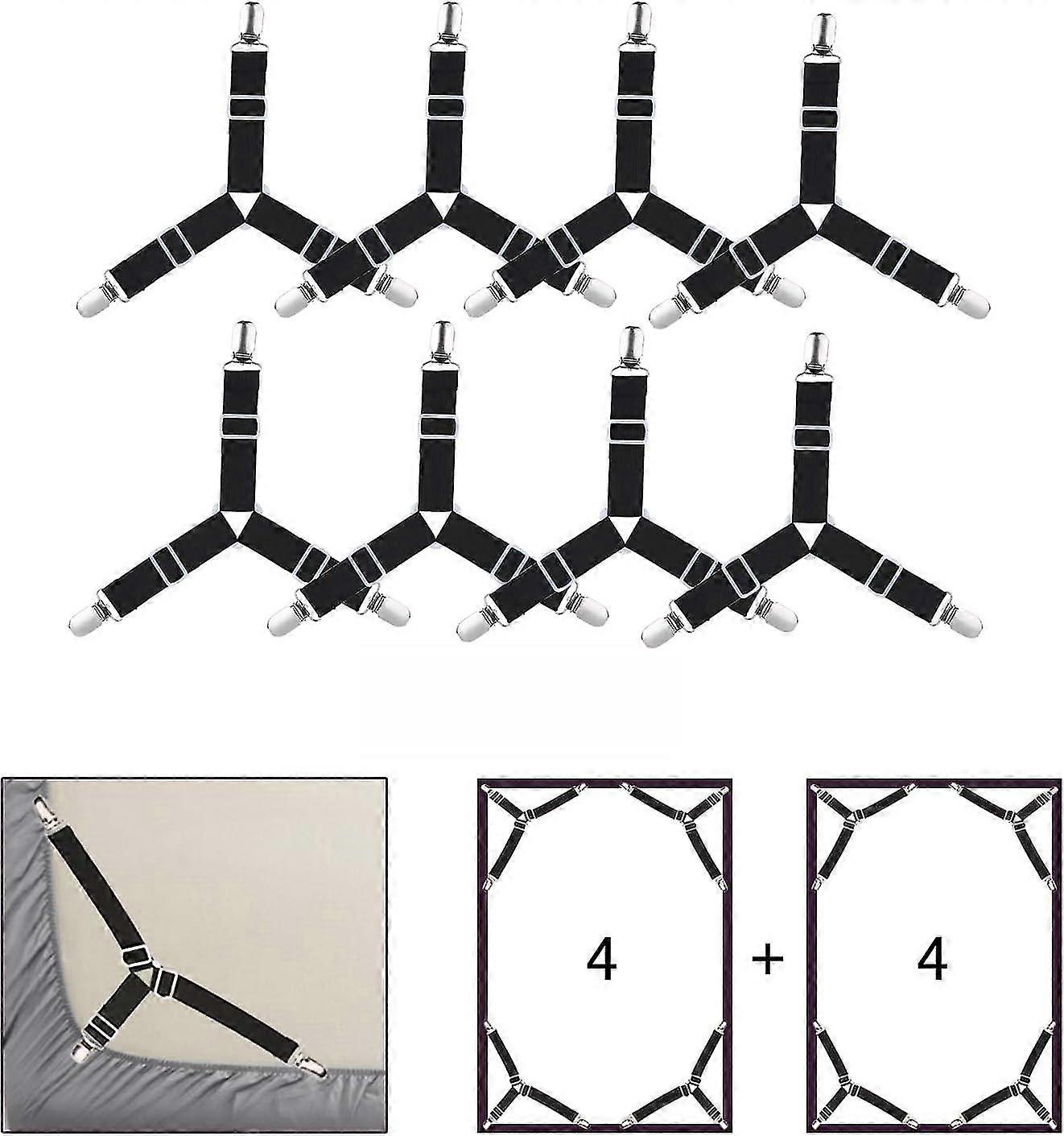8 Pieces Bed Sheet Fasteners, Adjustable Elastic Triangle Support Straps For Fitted Sheet And Flat Sheet Bed Sheets, Mattress, Sofa Cushion Ironing Bo