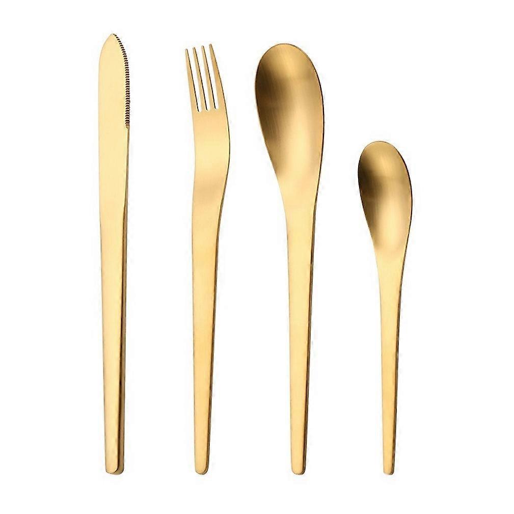 4pcs Cutlery Set Tableware Tableware Spoons Fork Knife Stainless Steel Gold
