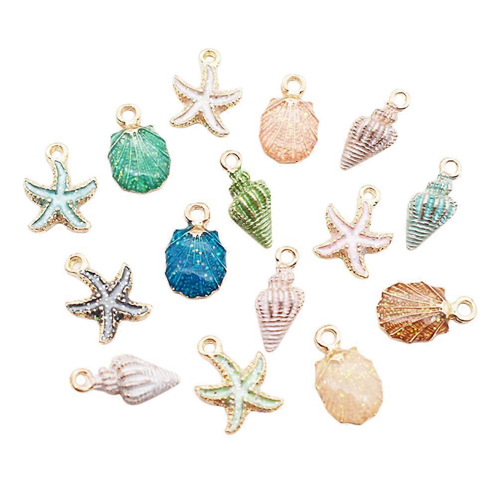 30pcs océan mer Style pendentif goutte à goutte à l’huile collier pendentifs pour bricolage fabrication de bijoux (motif aléatoire)