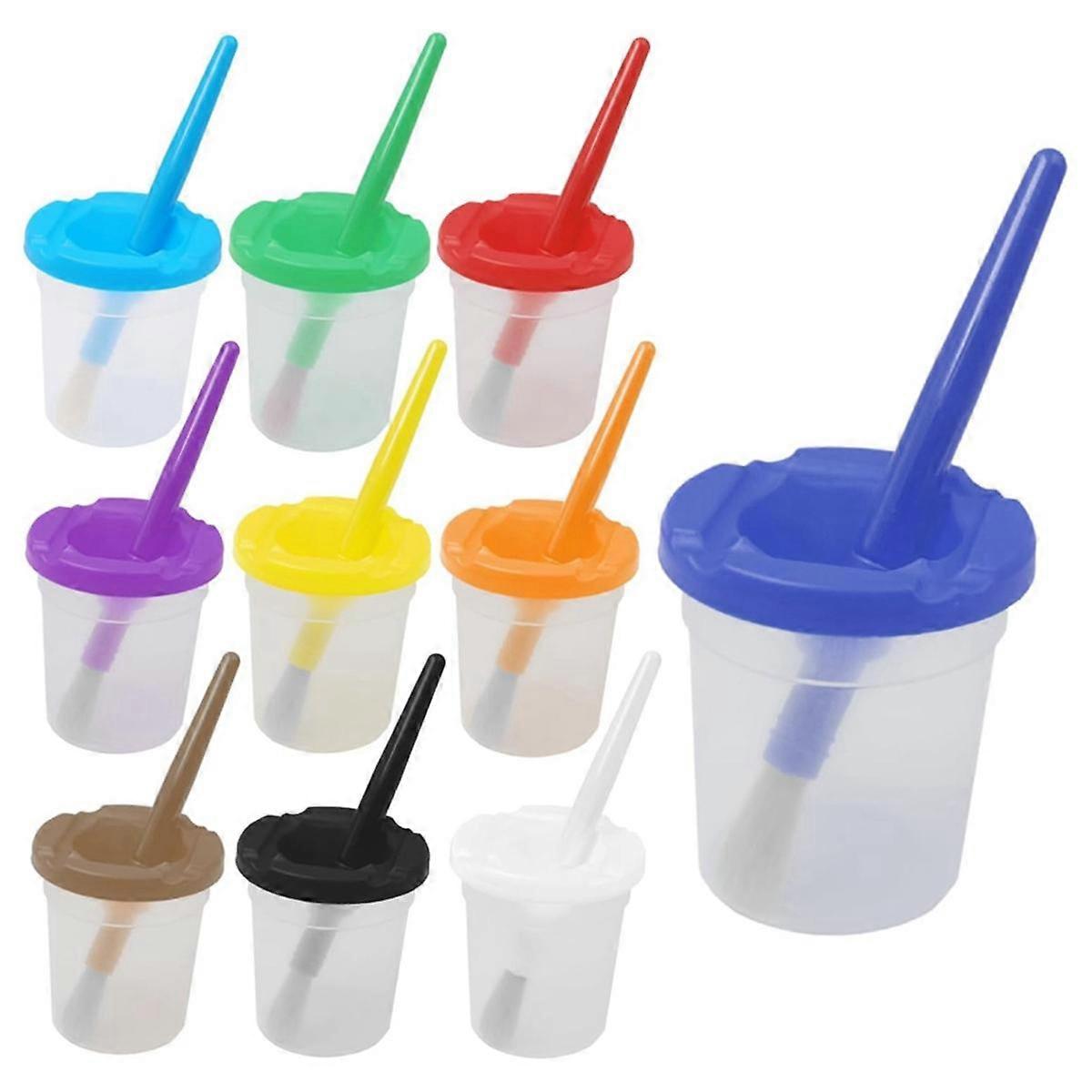10Pcs Paint Cups with Lids for Kids, Spill Proof Learning Color Cups for Artist
