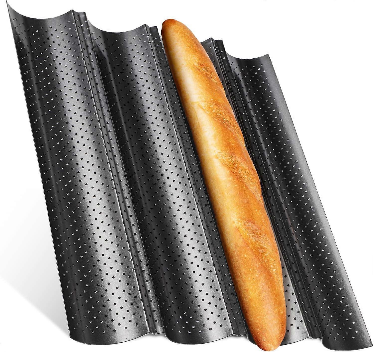 Svart - baguetteform, baguetteform av kolstål, ugnslimpa baguetteform, diskmaskinssäker perforerad baguetteform, perforerad baguetteform, baa