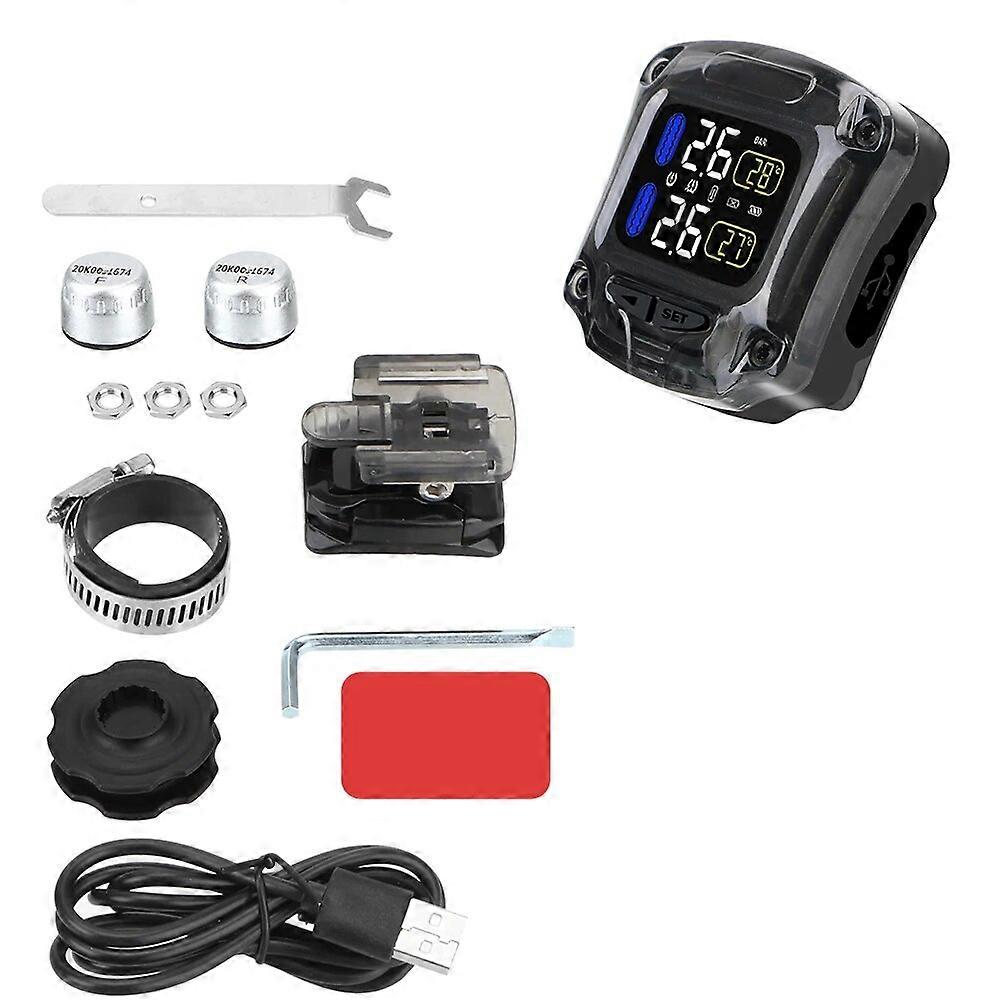 Wireless TPMS Sensors Motorcycle Tire Pressure Monitoring System Tyre Diagnostic Tools Kit LCD Display Motorbike Moto Electronic