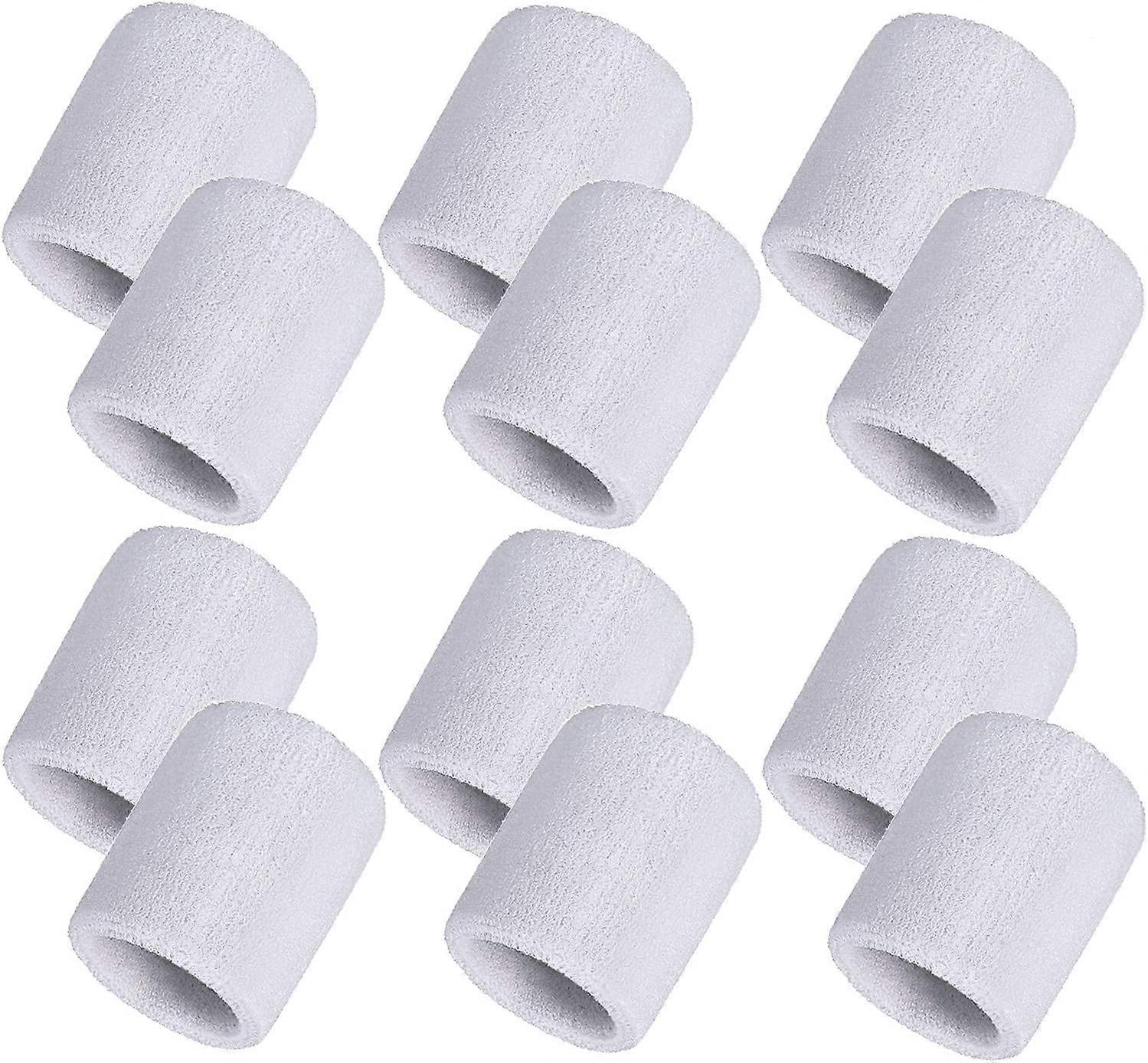 12 Pack αθλητικά βραχιολάκια βαμβακερά sweatbands για τένις, μπάσκετ, τρέξιμο, γυμναστήριο, προπόνηση