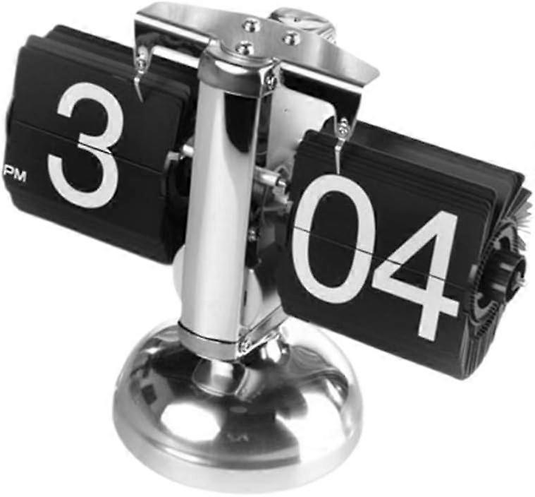 Retro Flip Down Clock Automatic Digital Clock Auto Pager Turning Clock Creative Desk Decor for Home Office (Black Without Battery)