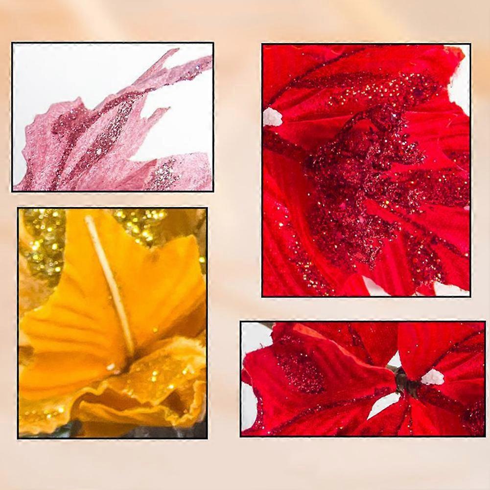 Christmas Simulation Leaf Cloth and Metal Yellow Color Artificial Decorative Leaf