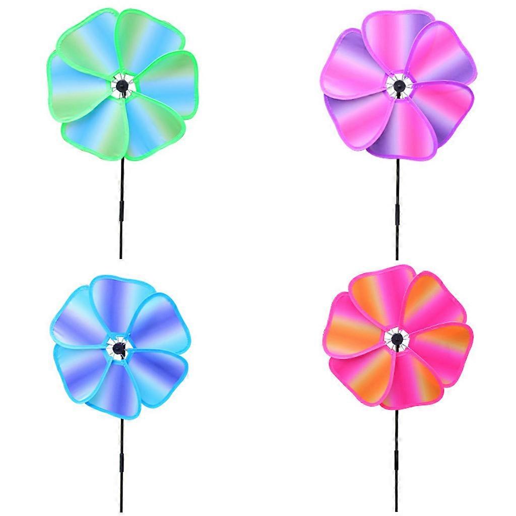 4 Pcs Colorful Wind Spinner Rotating Windmill Stake Garden Decor Lawn Insert