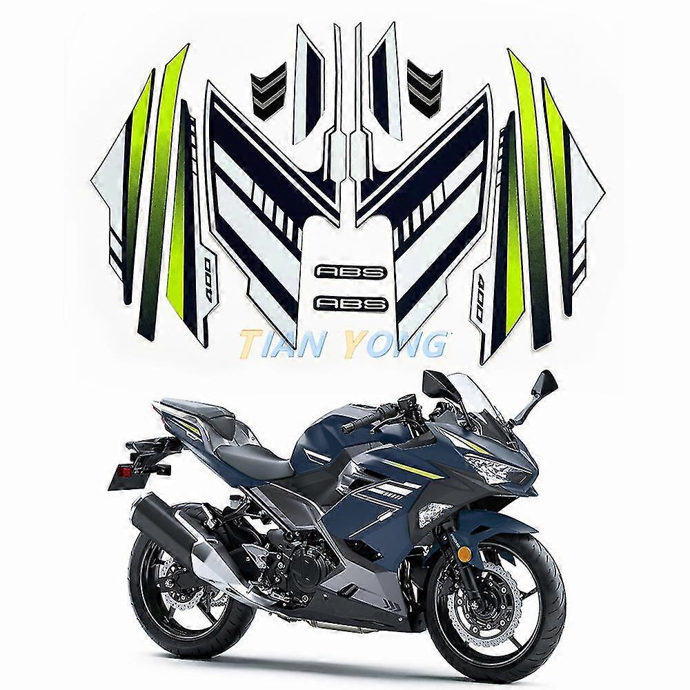 ملصقات عالية الجودة مجموعة كاملة ل Ninja400 Ninja 400 2018-2022 2021 19 20 22 بالشاشة الحريرية زين السيارة بأكملها صائق الديكور