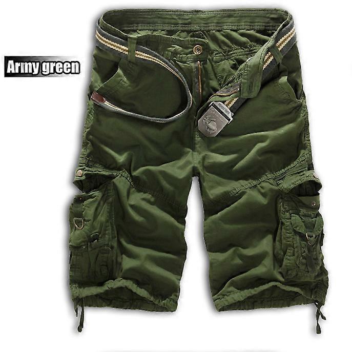 Men Military Pockets Army Cargo Shorts Half Pants Camo Work Bottoms(Army Green)