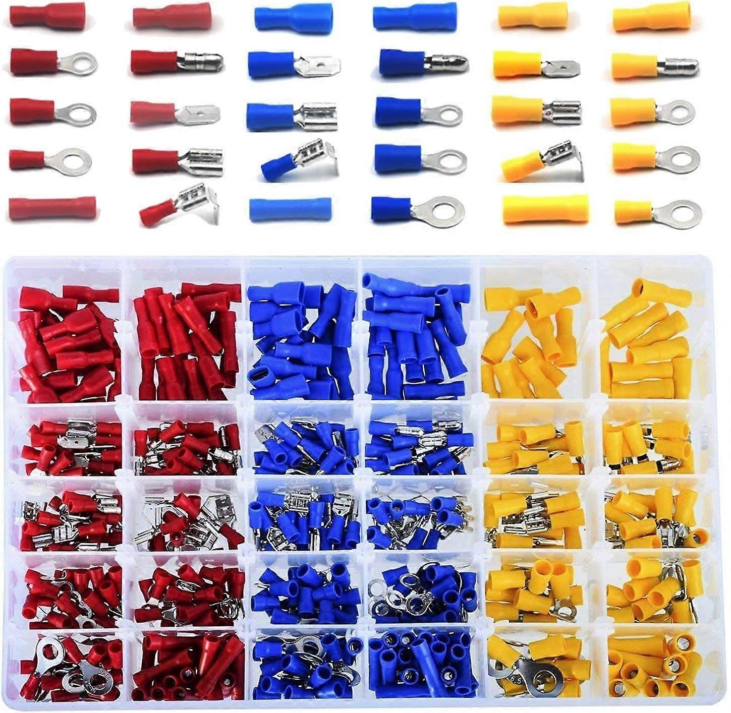 Car Electrical Terminals, 480 Crimp Terminals Include Bullet Spade Butt Splice Ring and Piggy Back