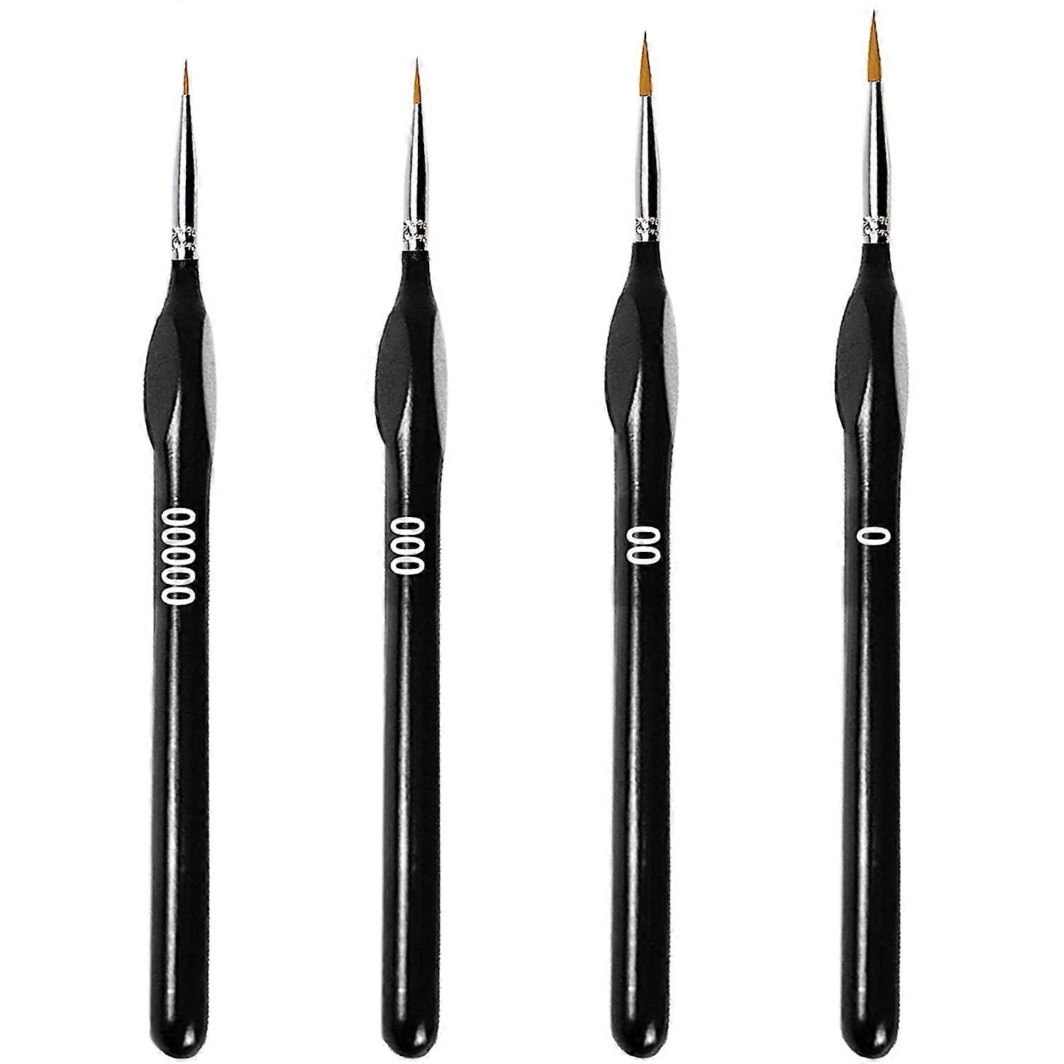 Set of 4 Fine Bristle Brushes for Painting, Acrylic, Oil Painting, Modeling, Paint by Number