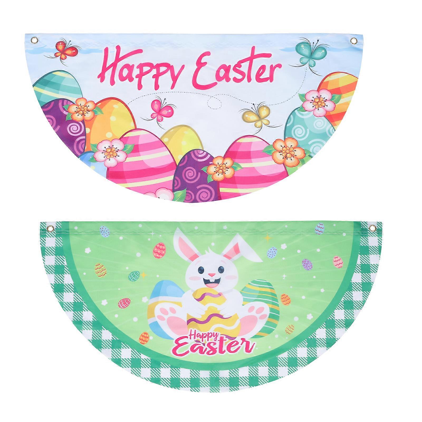 2 Pcs Outdoor Flag Easter Decorative Flags Easter Applique Flags Easter Garden Flag Easter Welcome Banner Easter Farmhouse Flag