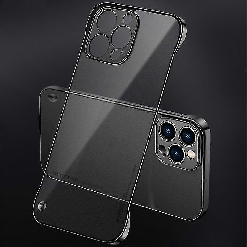 For Iphone 12 Pro Max Electroplating Matte Pc Phone Case(black)
