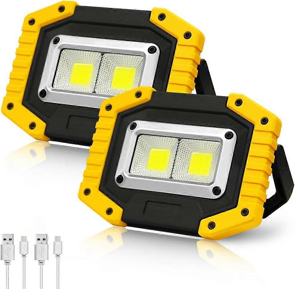 Rechargeable LED Work Lights - 180 Adjustable Stand IP56 Waterproof 2 Pack