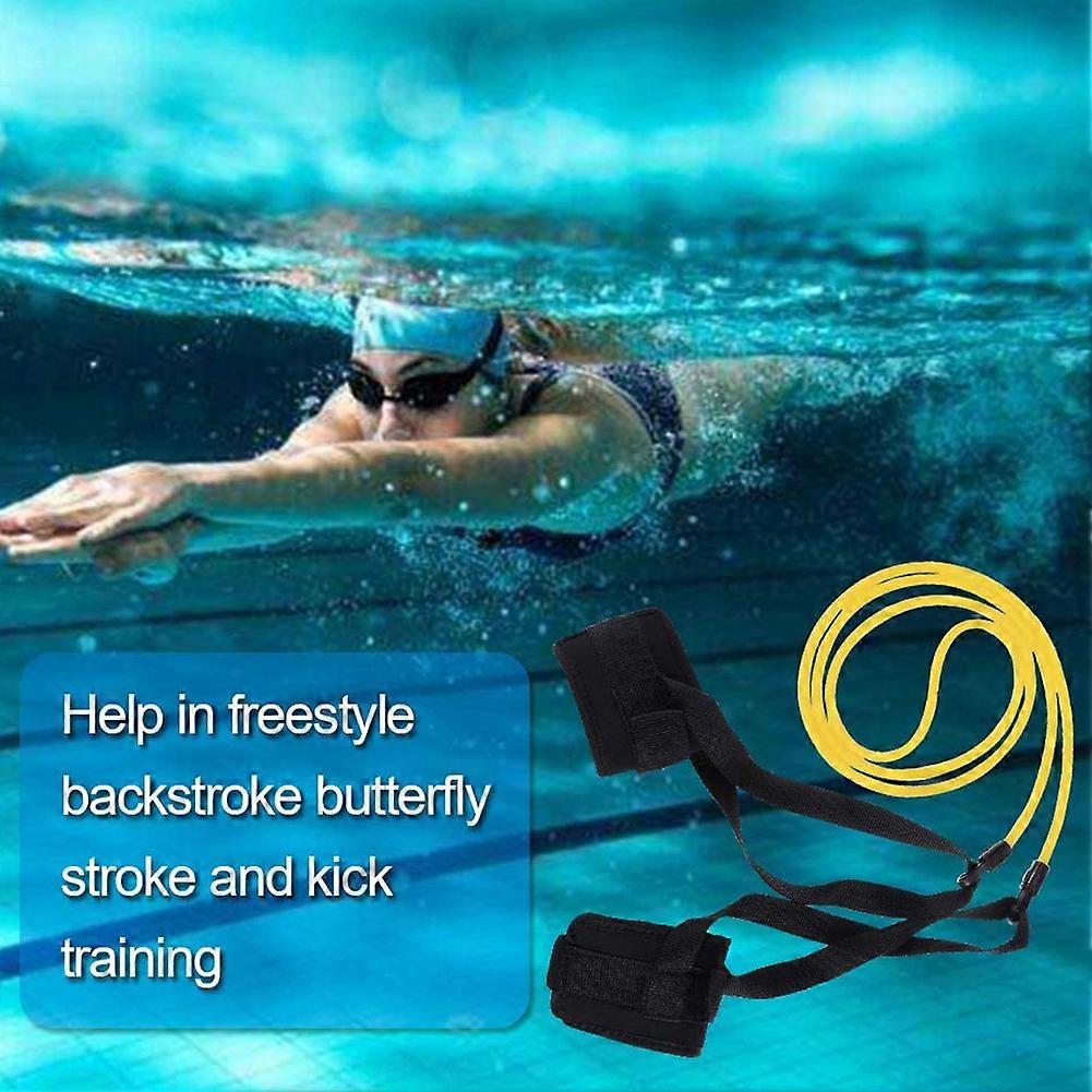 2023 New Upgraded Swimming Resistance Belt with Foot Buckles and Elastic Rope for Training, Yellow